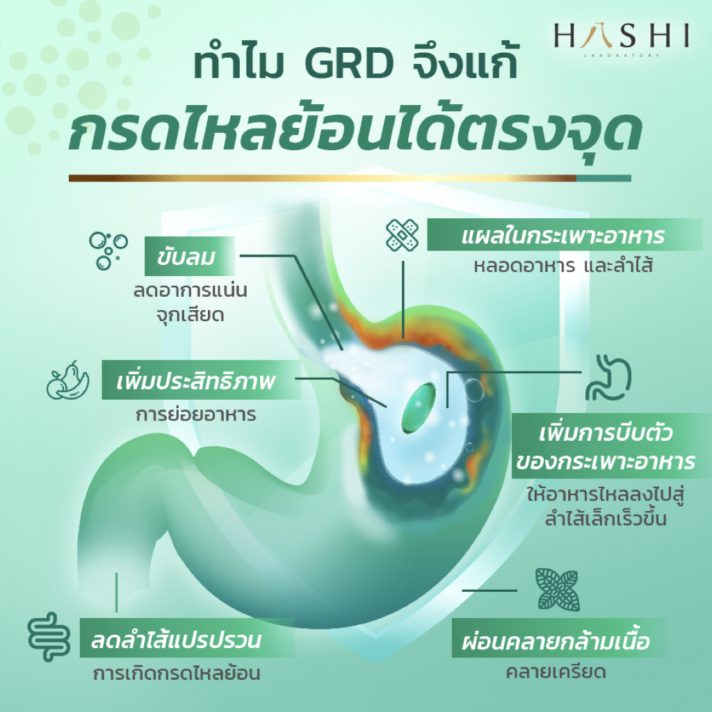 อินโฟกราฟิกอธิบายคุณสมบัติและมาตรฐานคุณภาพของ GRD plus+