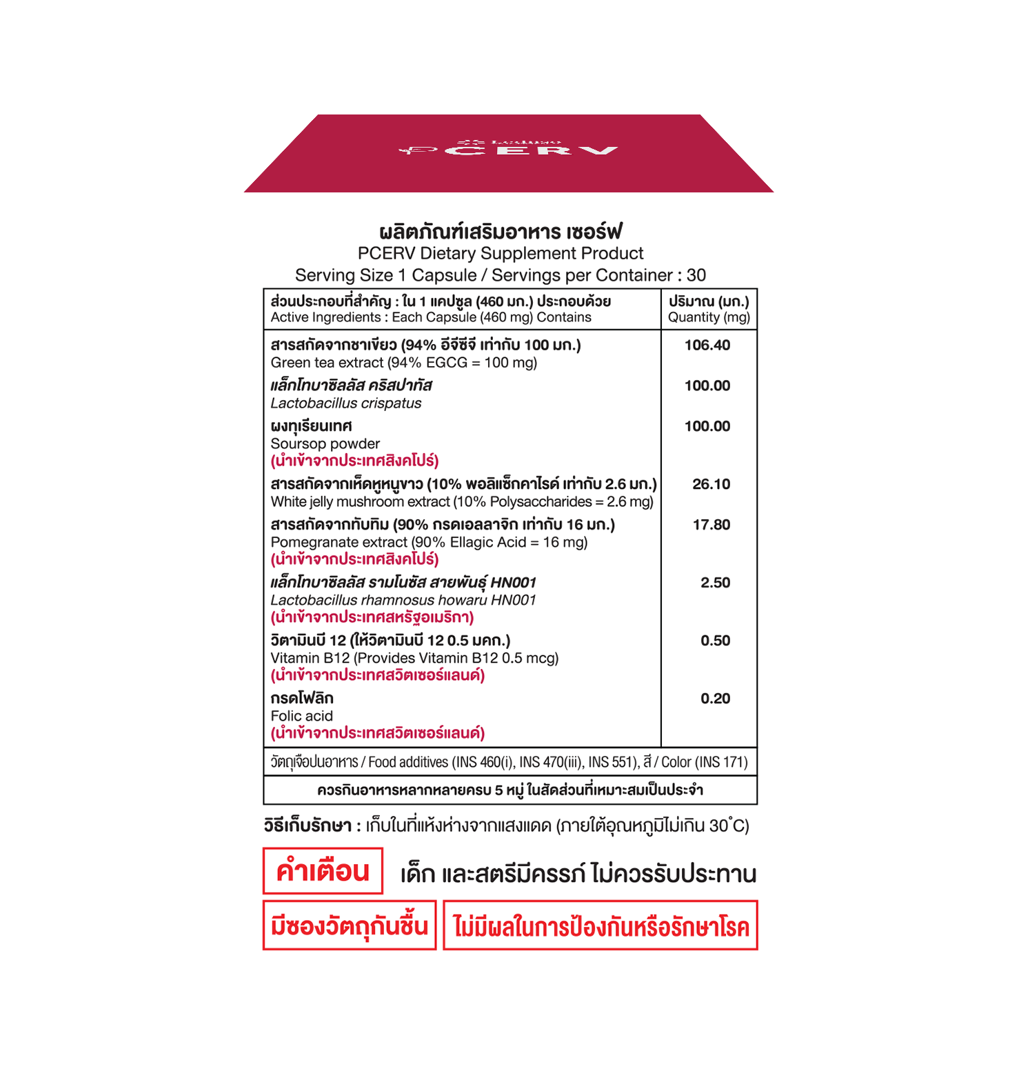 PCERV บรรจุภัณฑ์ด้านหลัง