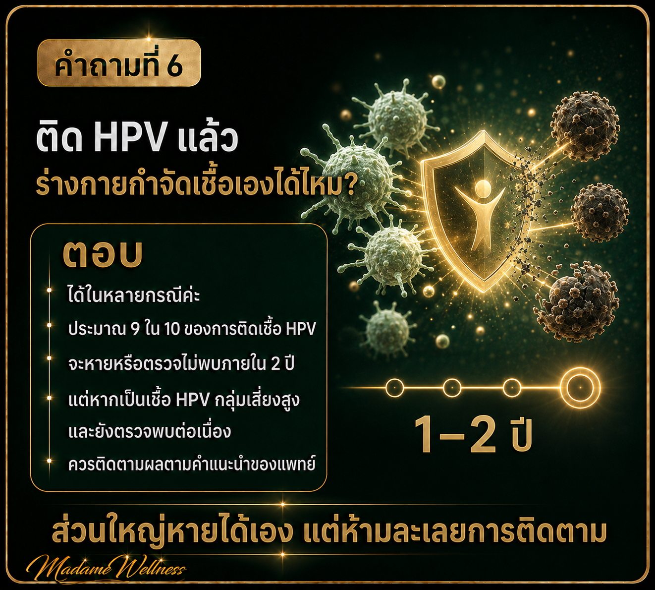 ร่างกายจัดการเชื้อ HPV เองได้ไหม