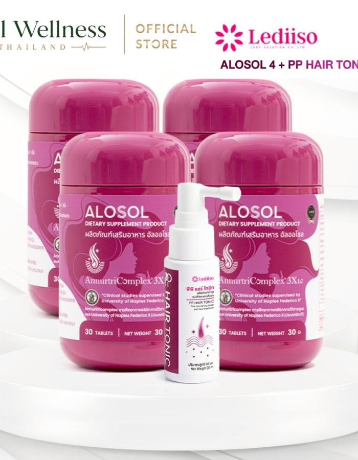 ALOSOL 4 กระปุก + PP Hair Tonic 1 ขวด